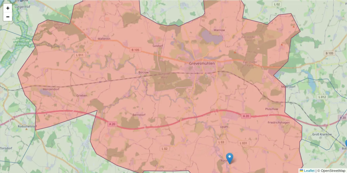 Karte des Postleitzahlen Bereichs  und der umliegenden Postleitzahlen in Deutschland