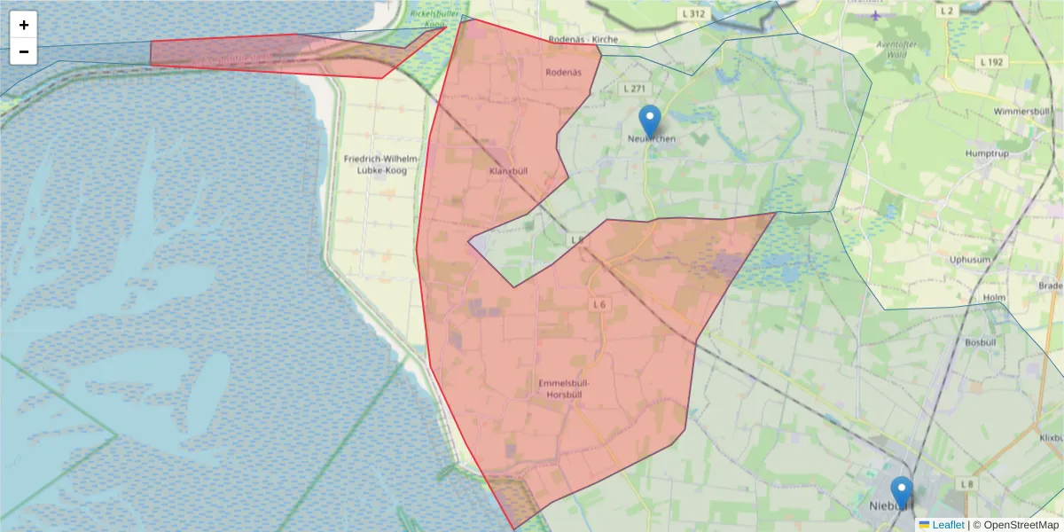 Karte des Postleitzahlen Bereichs  und der umliegenden Postleitzahlen in Deutschland