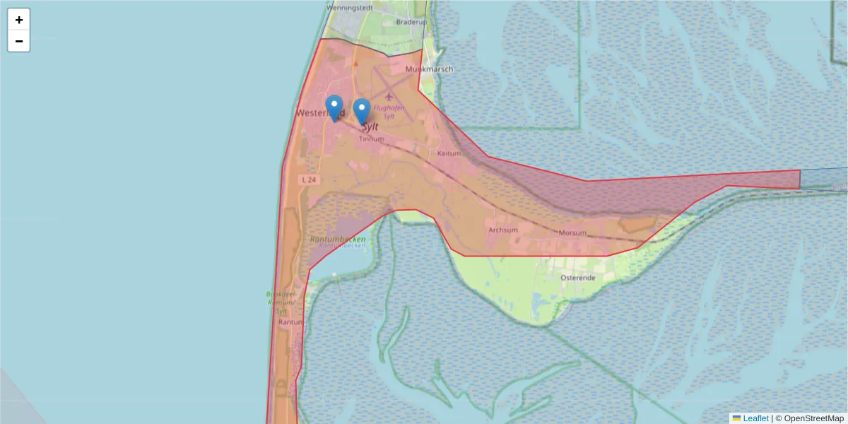 Karte des Postleitzahlen Bereichs  und der umliegenden Postleitzahlen in Deutschland