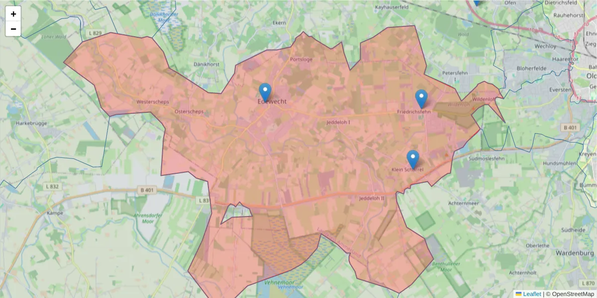 Karte des Postleitzahlen Bereichs  und der umliegenden Postleitzahlen in Deutschland