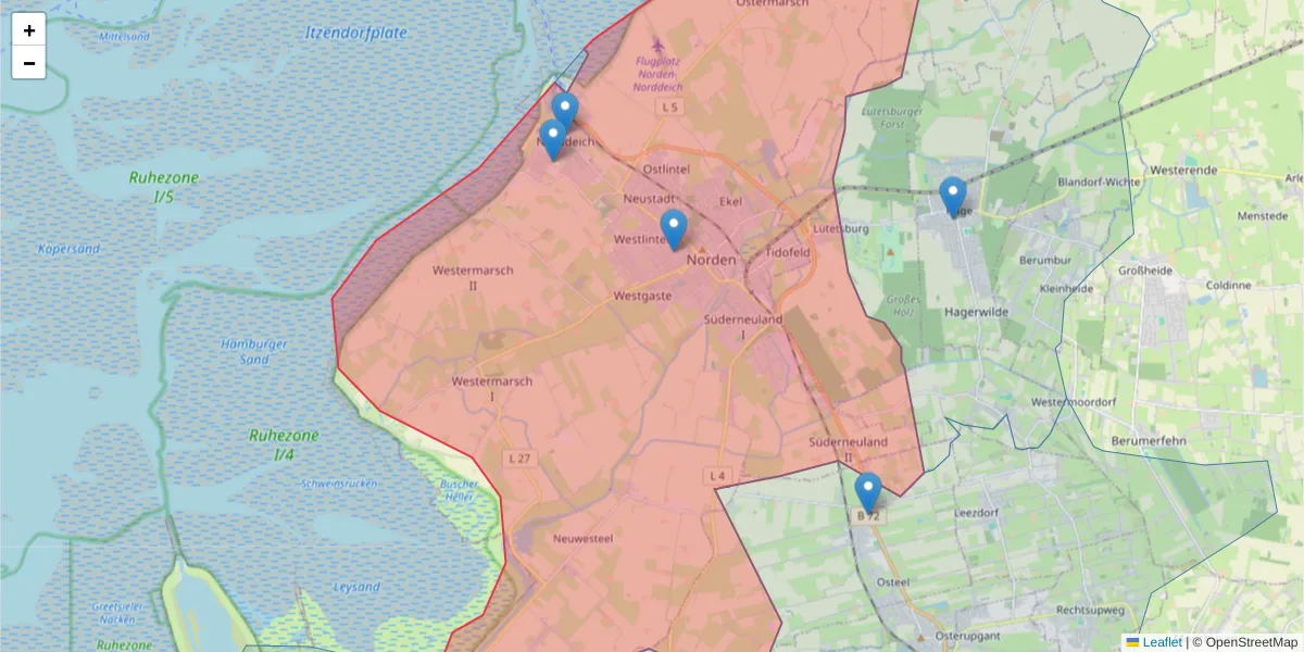 Karte des Postleitzahlen Bereichs  und der umliegenden Postleitzahlen in Deutschland