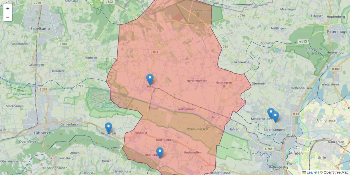 Karte des Postleitzahlen Bereichs  und der umliegenden Postleitzahlen in Deutschland