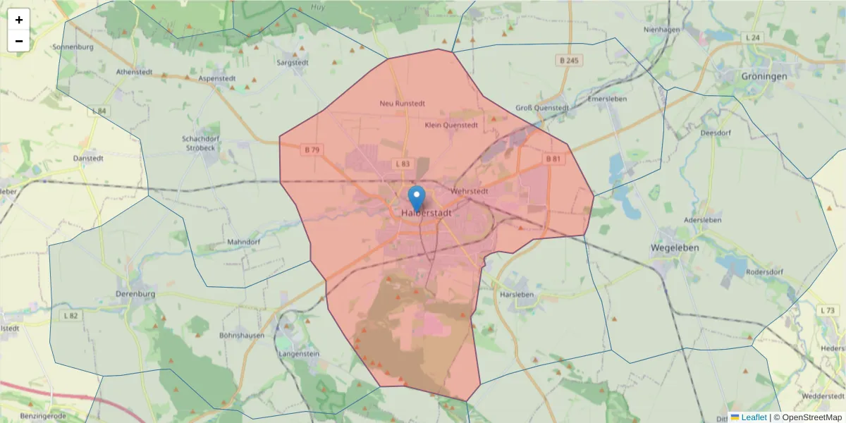 Karte des Postleitzahlen Bereichs  und der umliegenden Postleitzahlen in Deutschland