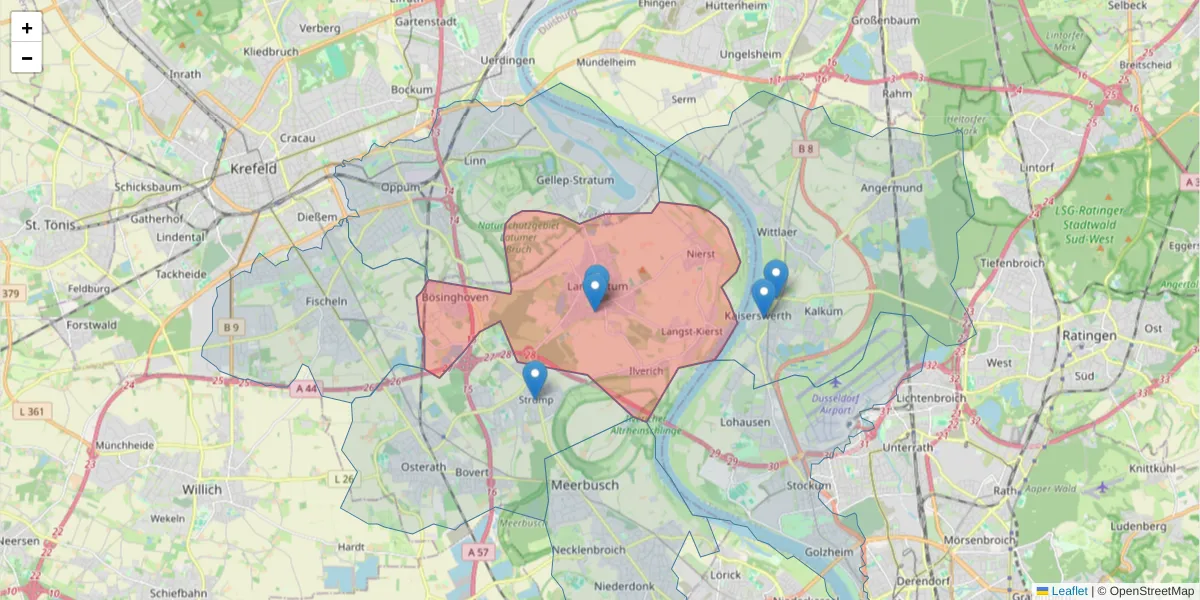 Karte des Postleitzahlen Bereichs  und der umliegenden Postleitzahlen in Deutschland