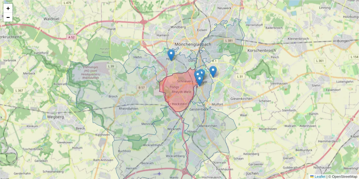 Karte des Postleitzahlen Bereichs  und der umliegenden Postleitzahlen in Deutschland