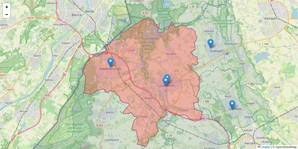 Karte des Postleitzahlen Bereichs  und der umliegenden Postleitzahlen in Deutschland
