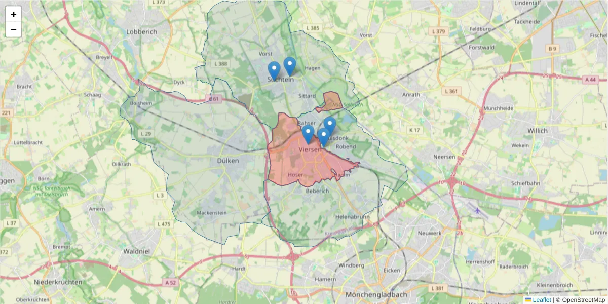 Karte des Postleitzahlen Bereichs  und der umliegenden Postleitzahlen in Deutschland
