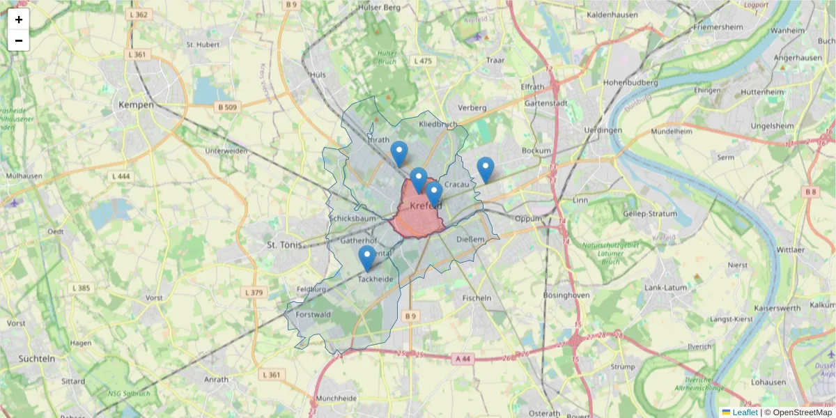 Karte des Postleitzahlen Bereichs  und der umliegenden Postleitzahlen in Deutschland