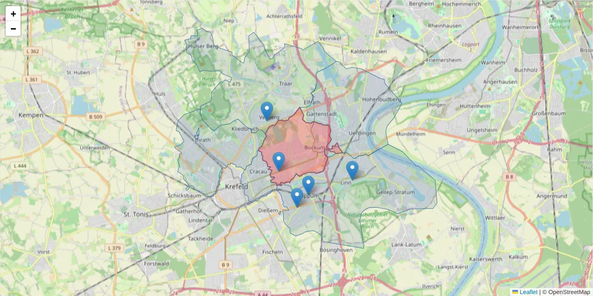 Karte des Postleitzahlen Bereichs  und der umliegenden Postleitzahlen in Deutschland