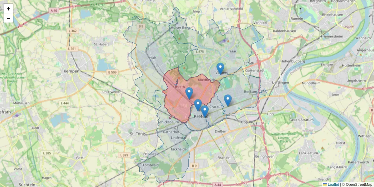Karte des Postleitzahlen Bereichs  und der umliegenden Postleitzahlen in Deutschland