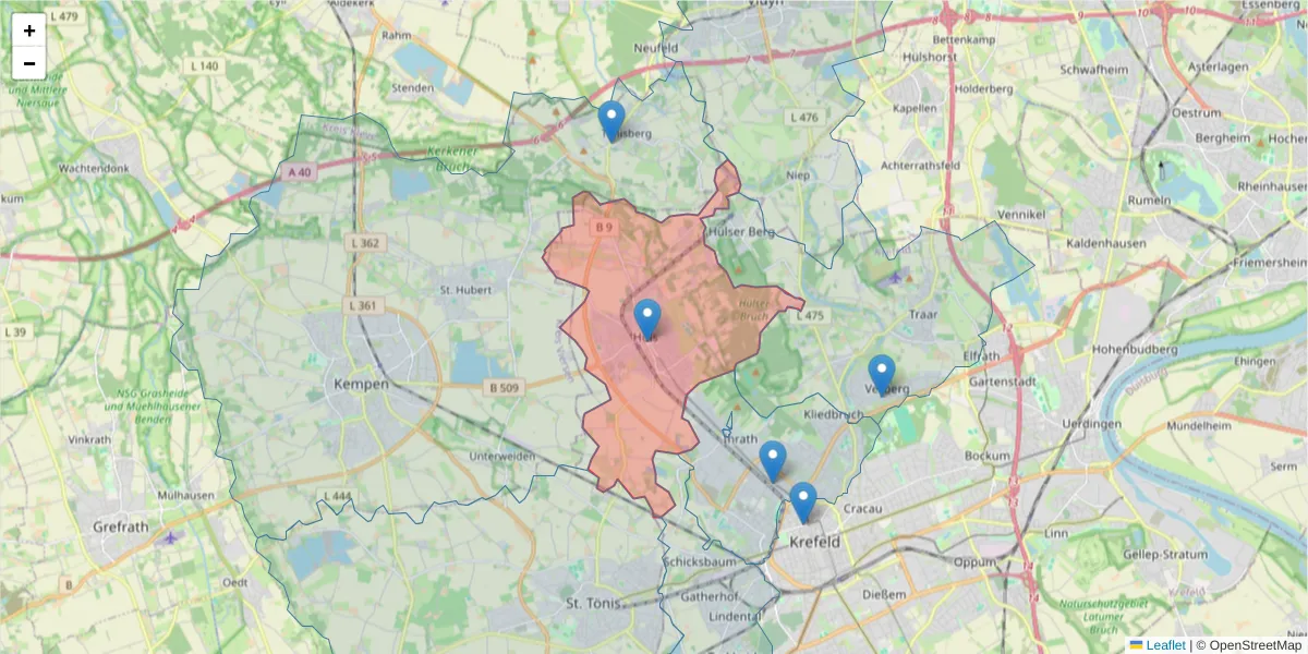 Karte des Postleitzahlen Bereichs  und der umliegenden Postleitzahlen in Deutschland