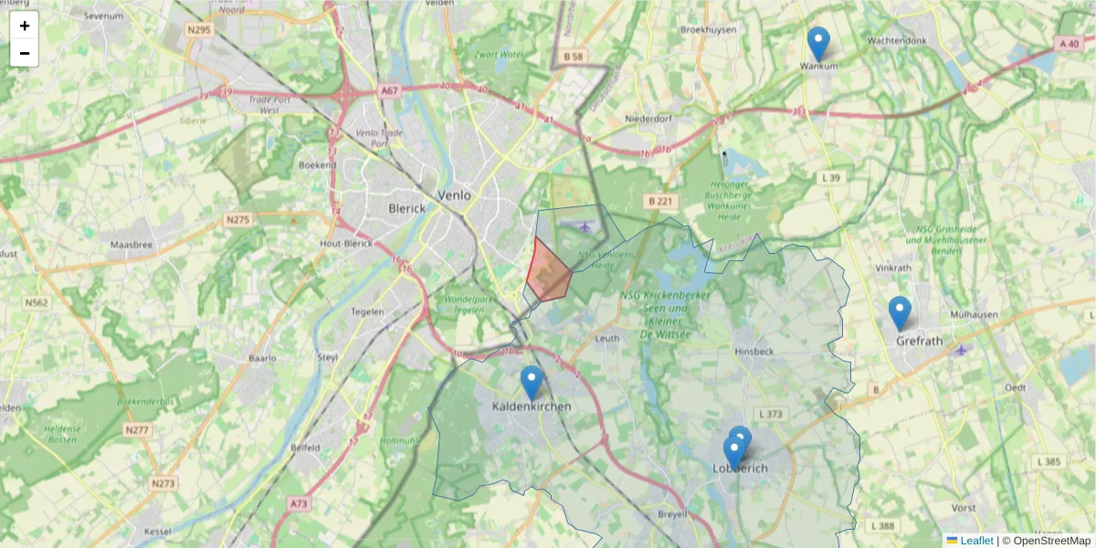 Karte des Postleitzahlen Bereichs  und der umliegenden Postleitzahlen in Deutschland