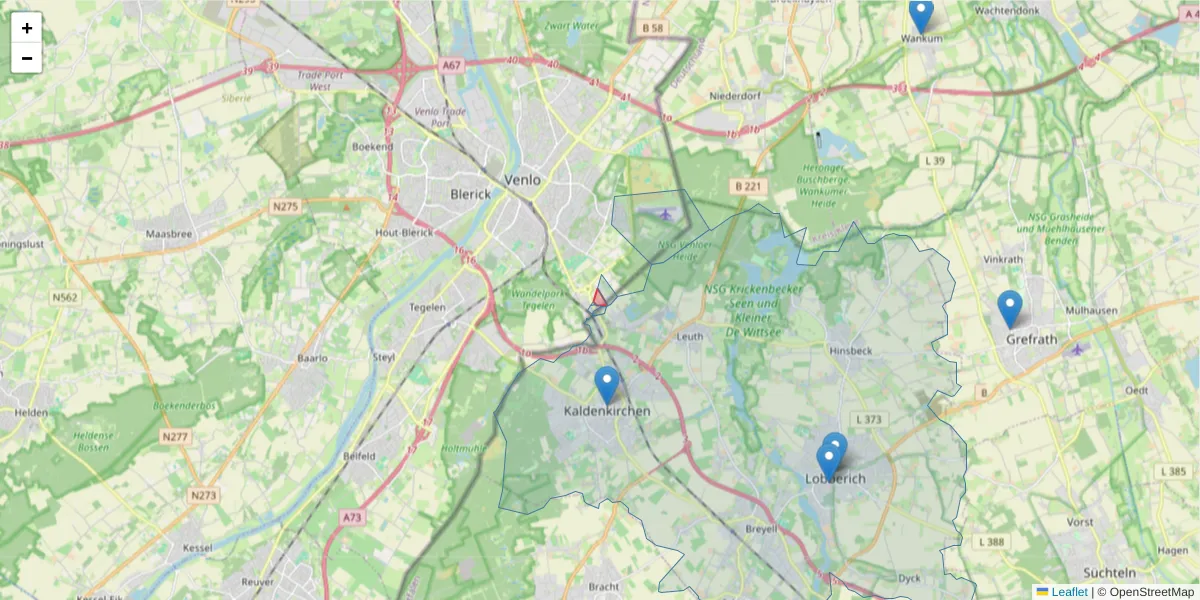 Karte des Postleitzahlen Bereichs  und der umliegenden Postleitzahlen in Deutschland