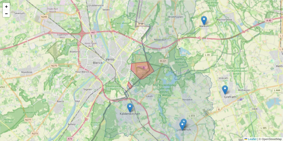Karte des Postleitzahlen Bereichs  und der umliegenden Postleitzahlen in Deutschland