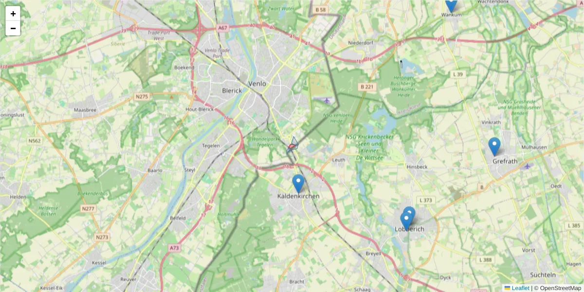 Karte des Postleitzahlen Bereichs  und der umliegenden Postleitzahlen in Deutschland