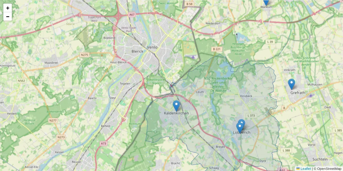Karte des Postleitzahlen Bereichs  und der umliegenden Postleitzahlen in Deutschland
