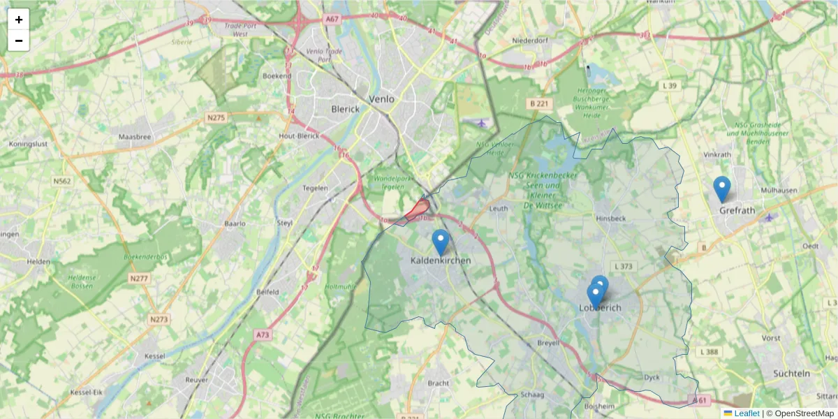 Karte des Postleitzahlen Bereichs  und der umliegenden Postleitzahlen in Deutschland