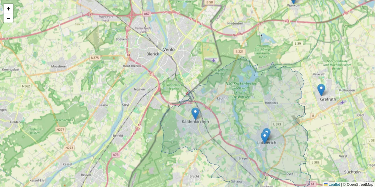 Karte des Postleitzahlen Bereichs  und der umliegenden Postleitzahlen in Deutschland