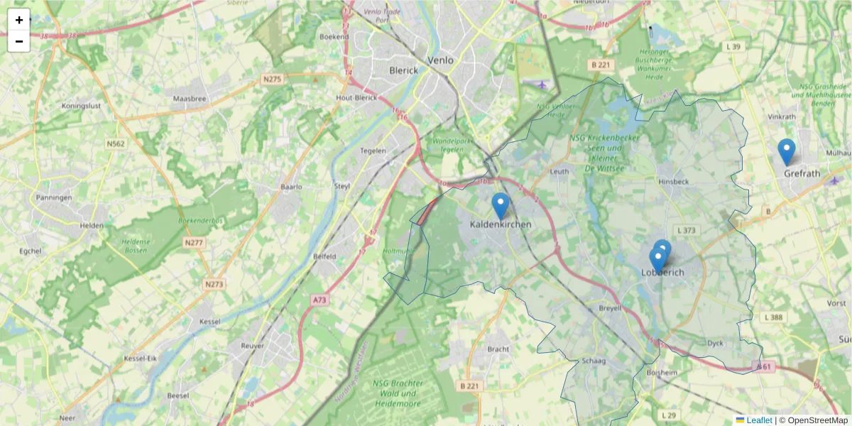 Karte des Postleitzahlen Bereichs  und der umliegenden Postleitzahlen in Deutschland