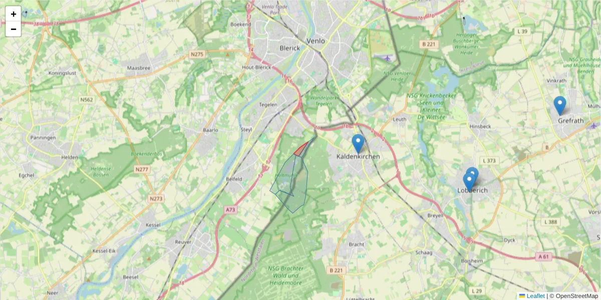 Karte des Postleitzahlen Bereichs  und der umliegenden Postleitzahlen in Deutschland