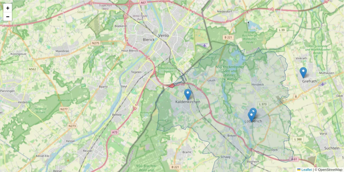 Karte des Postleitzahlen Bereichs  und der umliegenden Postleitzahlen in Deutschland