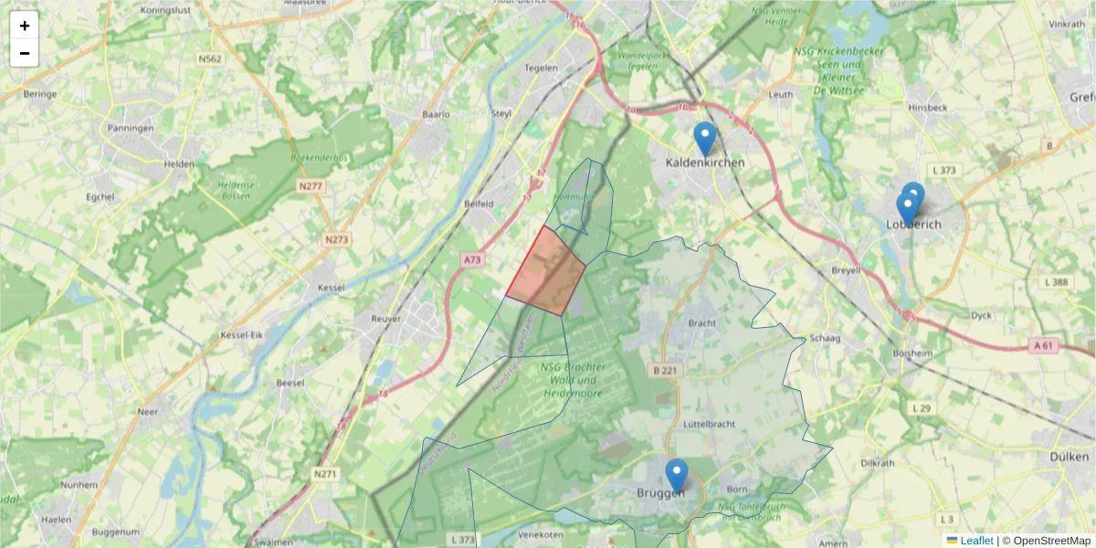 Karte des Postleitzahlen Bereichs  und der umliegenden Postleitzahlen in Deutschland