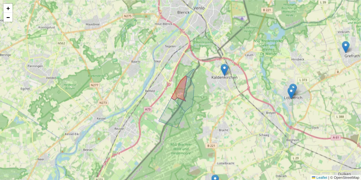 Karte des Postleitzahlen Bereichs  und der umliegenden Postleitzahlen in Deutschland