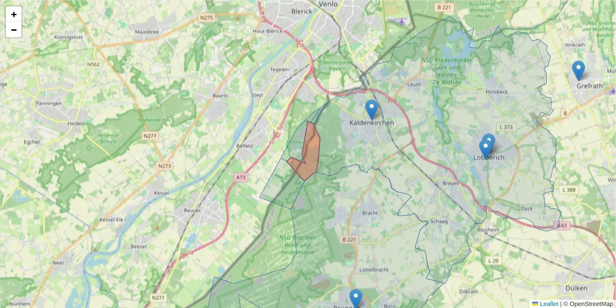 Karte des Postleitzahlen Bereichs  und der umliegenden Postleitzahlen in Deutschland
