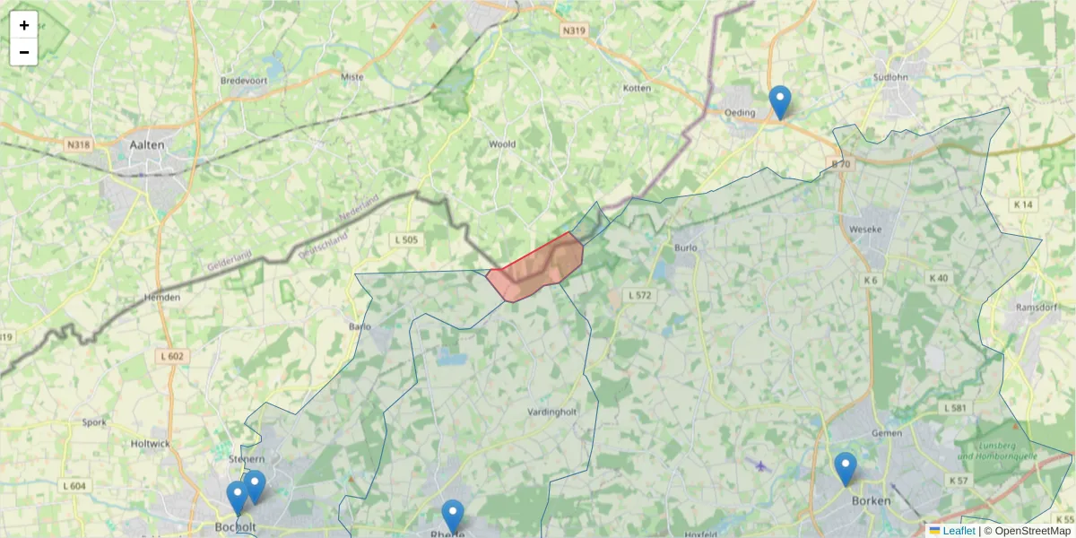 Karte des Postleitzahlen Bereichs  und der umliegenden Postleitzahlen in Deutschland