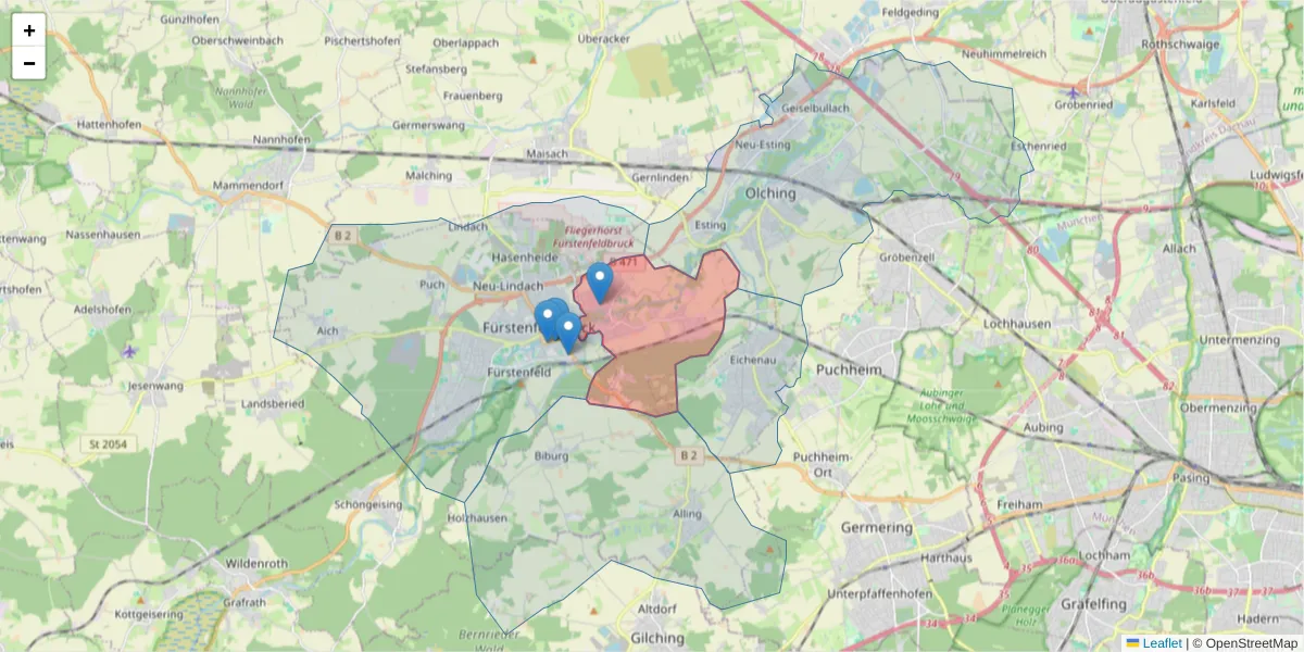 Karte des Postleitzahlen Bereichs  und der umliegenden Postleitzahlen in Deutschland