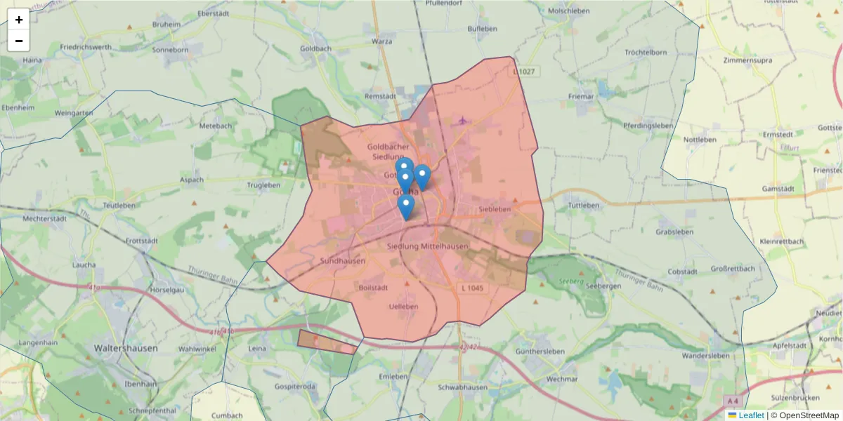 Karte des Postleitzahlen Bereichs  und der umliegenden Postleitzahlen in Deutschland