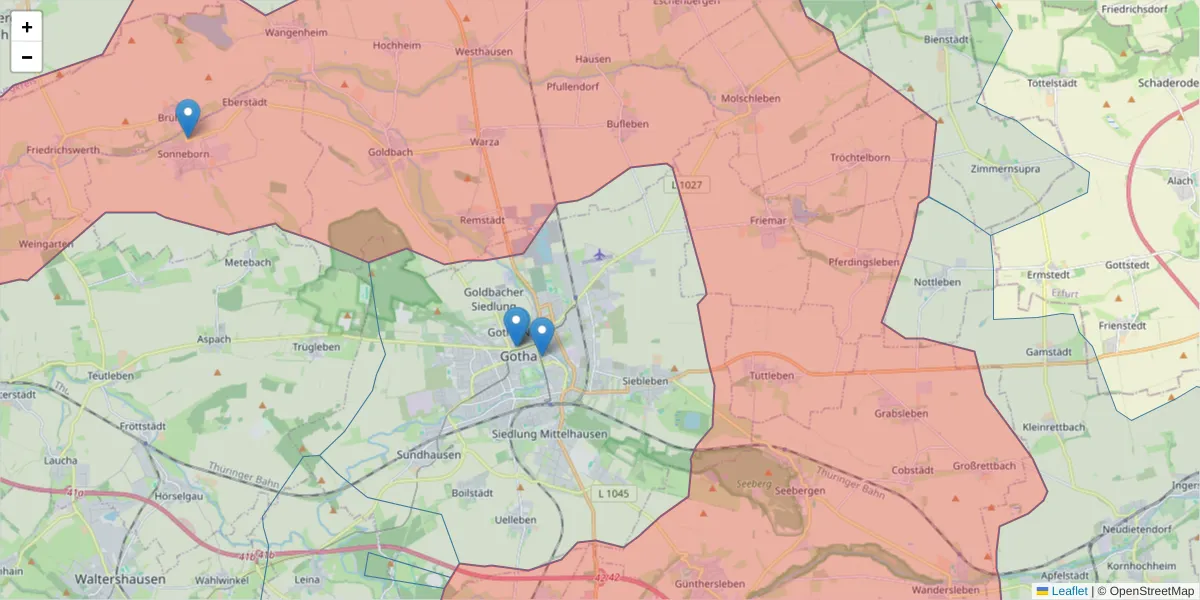 Karte des Postleitzahlen Bereichs  und der umliegenden Postleitzahlen in Deutschland